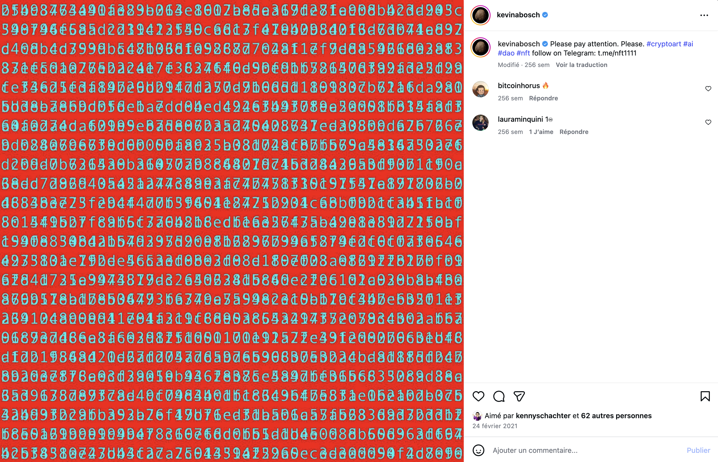 Kevin Abosch's notes about this 1111