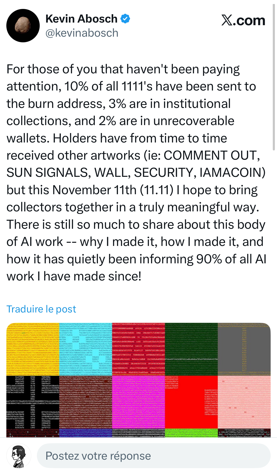 Kevin Abosch's notes about this 1111